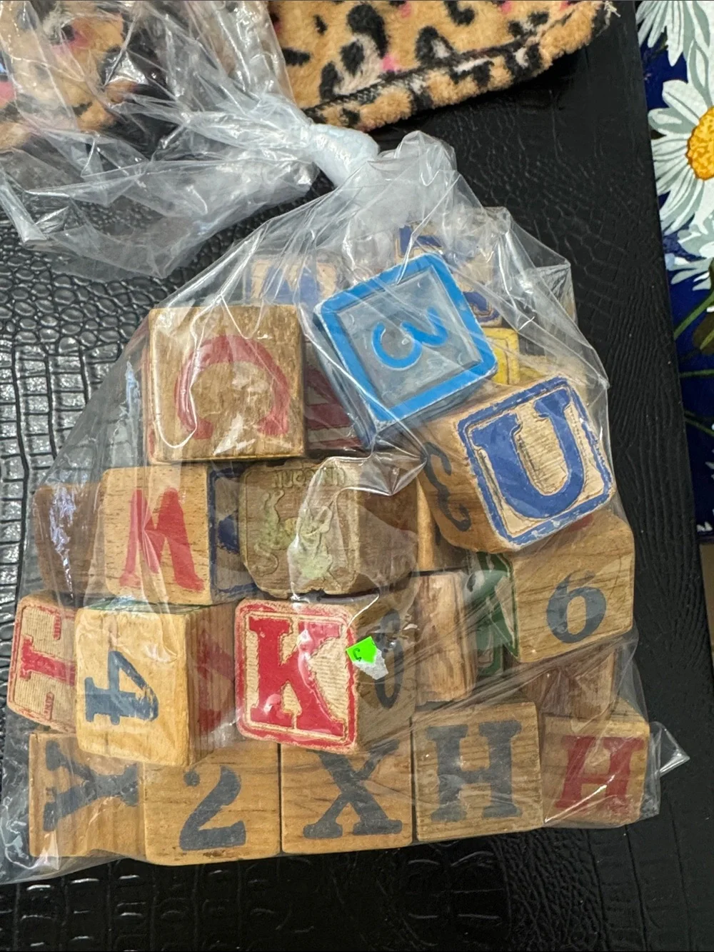 Vintage Wooden Alphabet Blocks - Red Blue Yellow Green